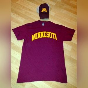 University of Minnesota Men's Medium T-Shirt and Univ. of Minnesota Ball Cap.